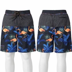 Ocean Current Swim Board Shorts Mens 34 Gray Flamingo Pocket Polyester